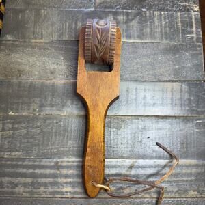 Antique Primitive‎ Wood Butter Roller Rolling Pastry Press Kitchen Collectible